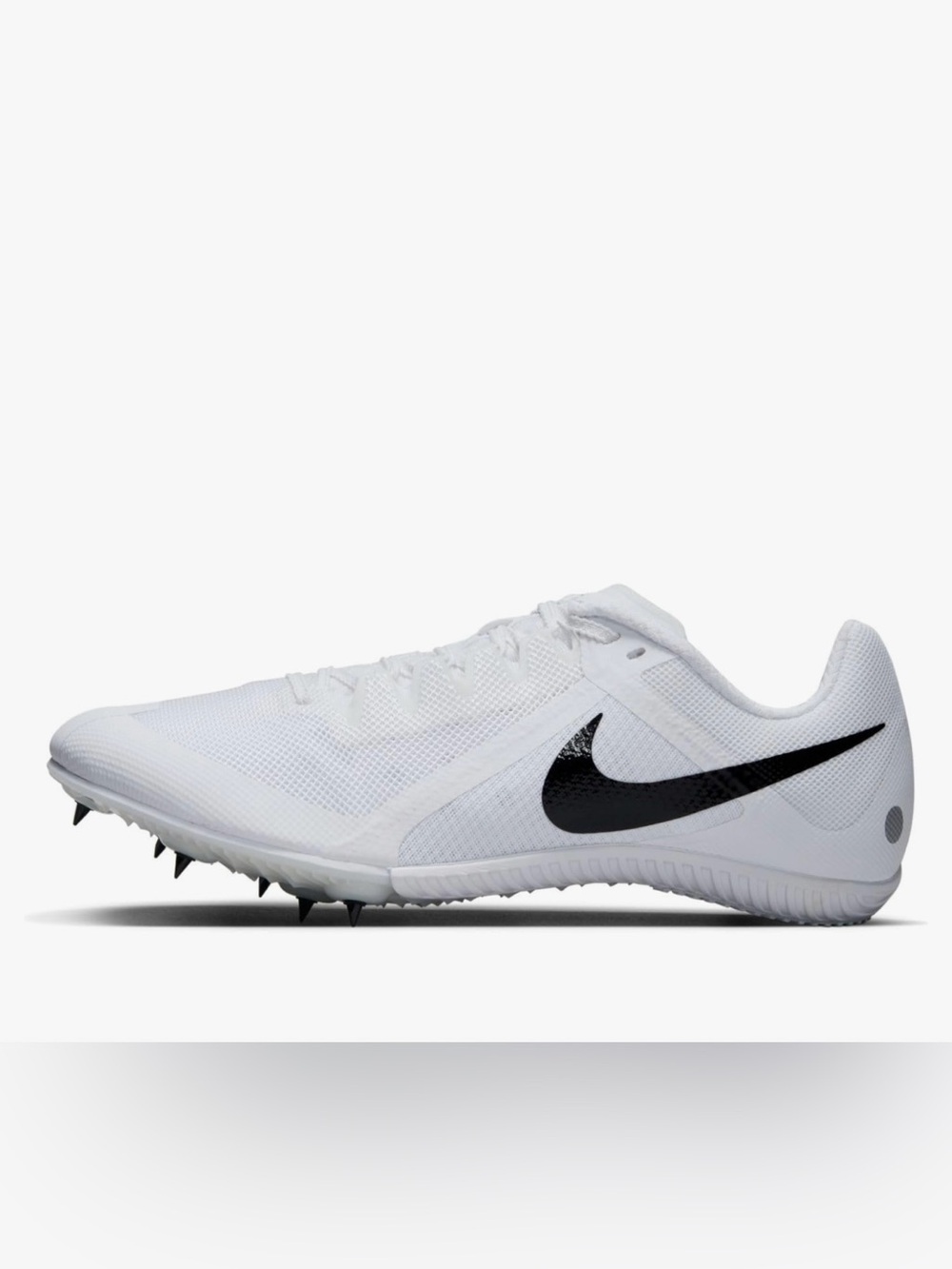 Nike White Track Spikes with Black Swoosh